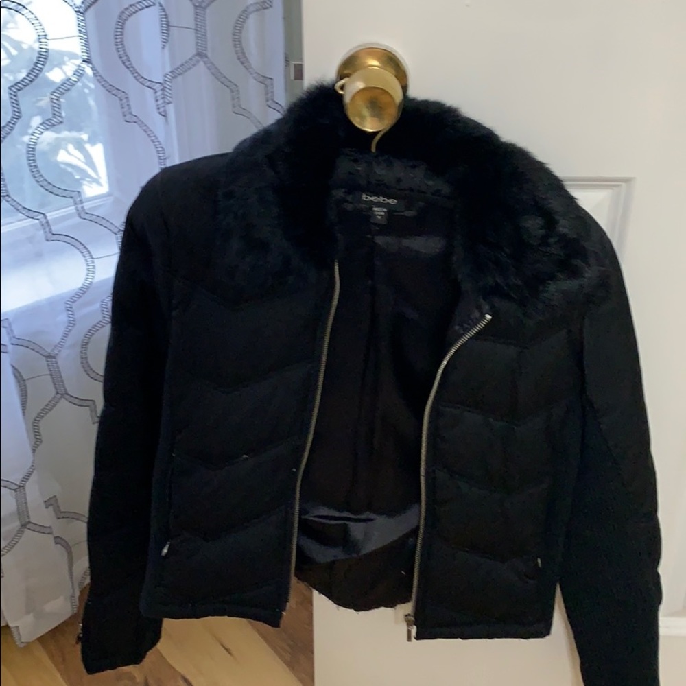 Black fur collar Bebe jacket